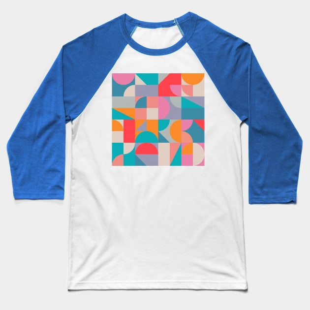 Mid Century Shapes N.04 / Colorful Summer Abstraction Baseball T-Shirt by matise